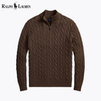 Herren Grobstrick-Pullover aus Baumwolle mit Reißverschlusskragen