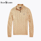 Herren Grobstrick-Pullover aus Baumwolle mit Reißverschlusskragen