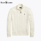 Herren Grobstrick-Pullover aus Baumwolle mit Reißverschlusskragen