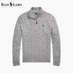 Herren Grobstrick-Pullover aus Baumwolle mit Reißverschlusskragen