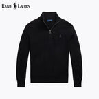Herren-Sweatshirt aus Mesh-Strickbaumwolle mit kurzem Reißverschluss