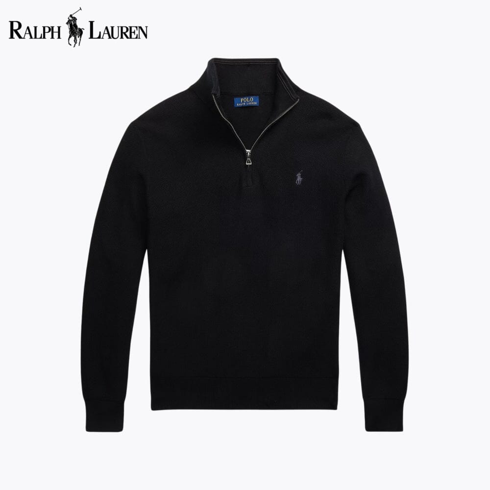 Herren-Sweatshirt aus Mesh-Strickbaumwolle mit kurzem Reißverschluss