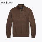 Herren-Sweatshirt aus Mesh-Strickbaumwolle mit kurzem Reißverschluss