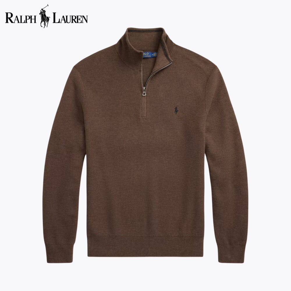 Herren-Sweatshirt aus Mesh-Strickbaumwolle mit kurzem Reißverschluss