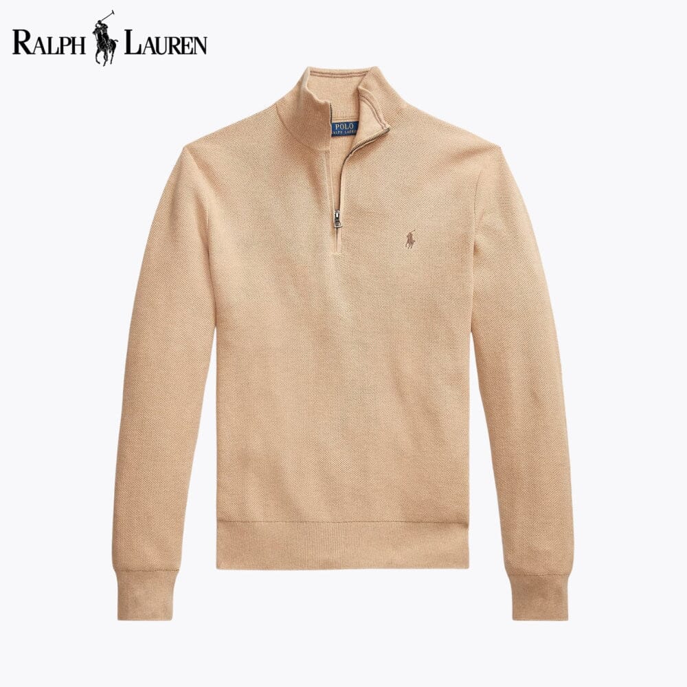 Herren-Sweatshirt aus Mesh-Strickbaumwolle mit kurzem Reißverschluss