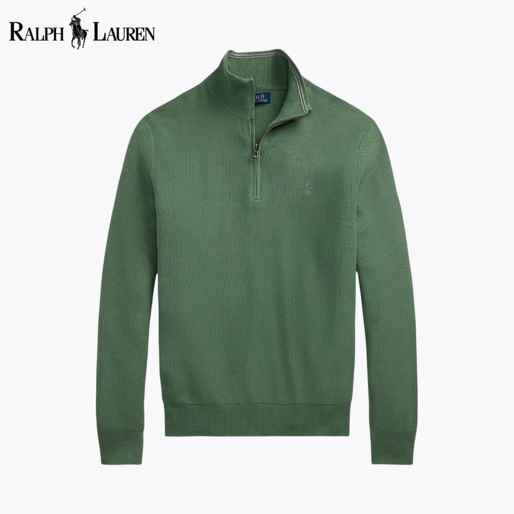 Herren-Sweatshirt aus Mesh-Strickbaumwolle mit kurzem Reißverschluss