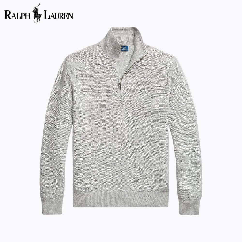 Herren-Sweatshirt aus Mesh-Strickbaumwolle mit kurzem Reißverschluss
