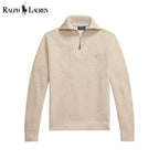 Herren Waffelstrick-Pullover aus Wolle-Baumwolle mit Reißverschlusskragen