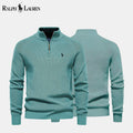 Herren Strickpullover aus Wolle mit Reißverschluss und Zopfmuster