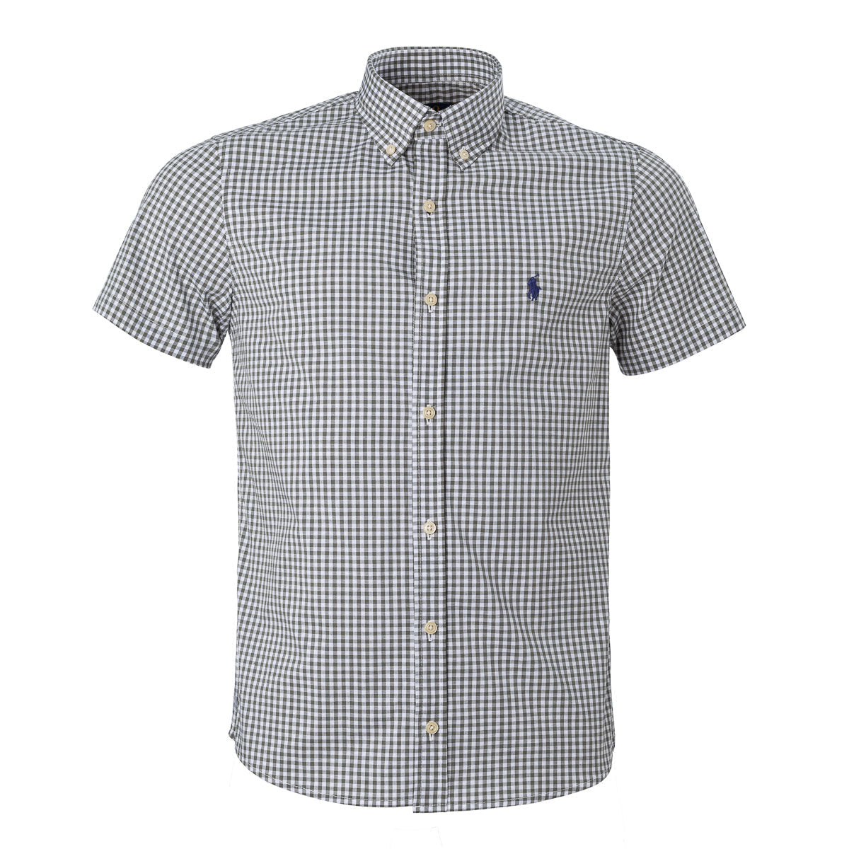 Herren-RL-Hemd Custom Fit kariert Grau