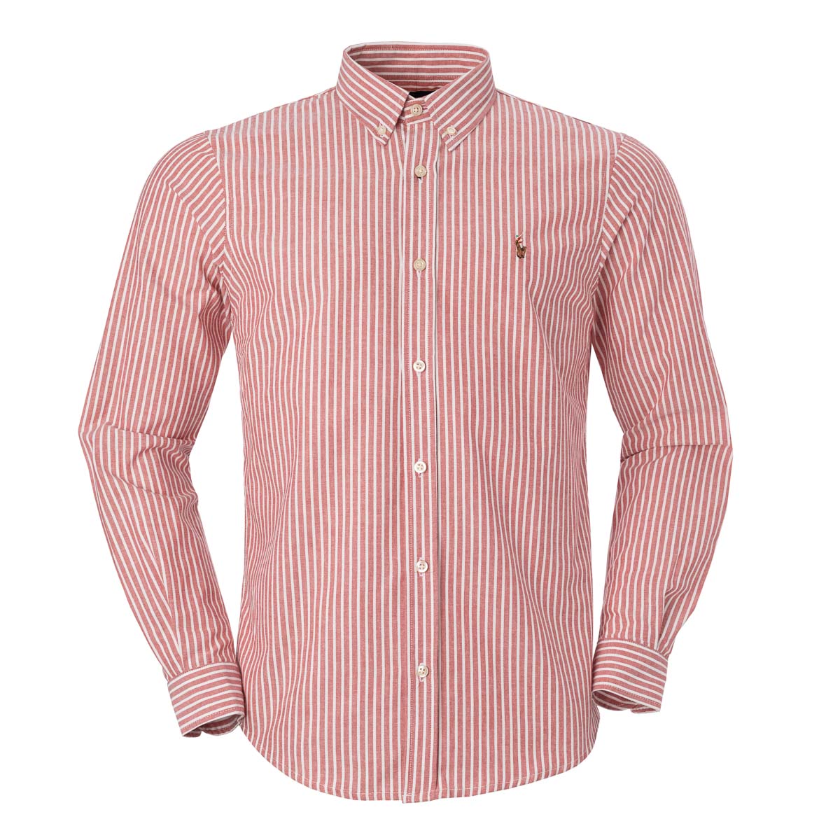 Herren-Hemd RL Oxford gestreift – Rot