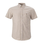 Herren-RL-Hemd Kurzarm Feingestreiftes Oxford-Gestreift - Beige