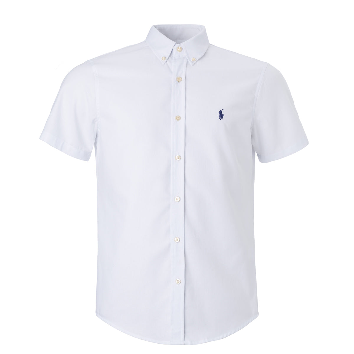 Chemise Oxford à manches courtes Custom Fit RL pour homme - Blanc