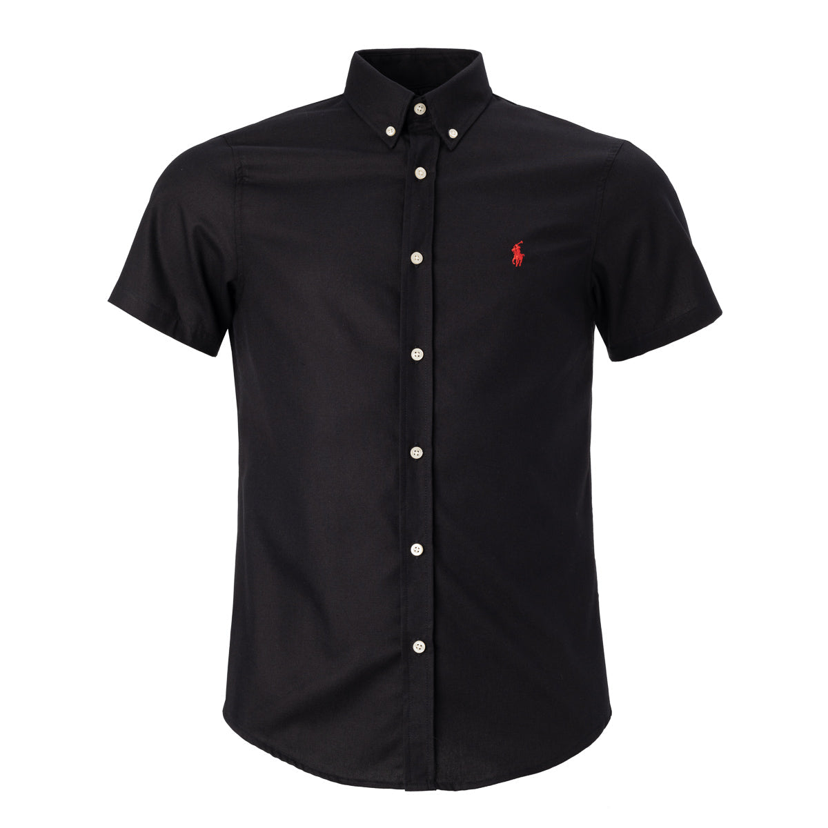 Chemise Oxford manches courtes Custom Fit RL pour homme - Noir