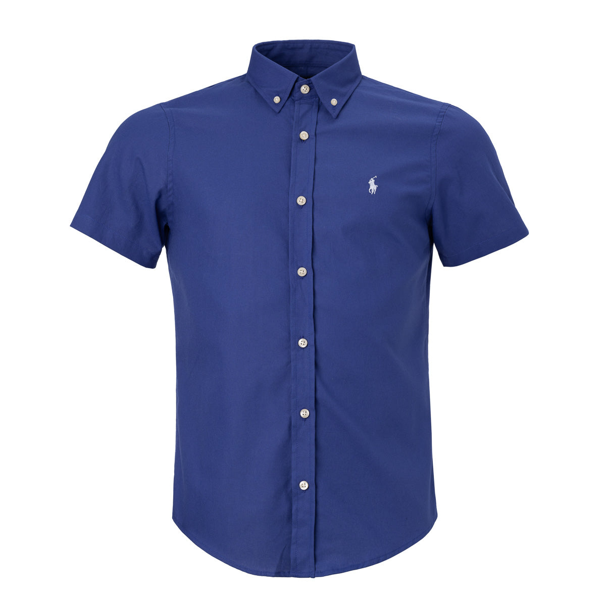 Herren-Hemd RL Custom Fit Oxford Kurzarm - Königsblau