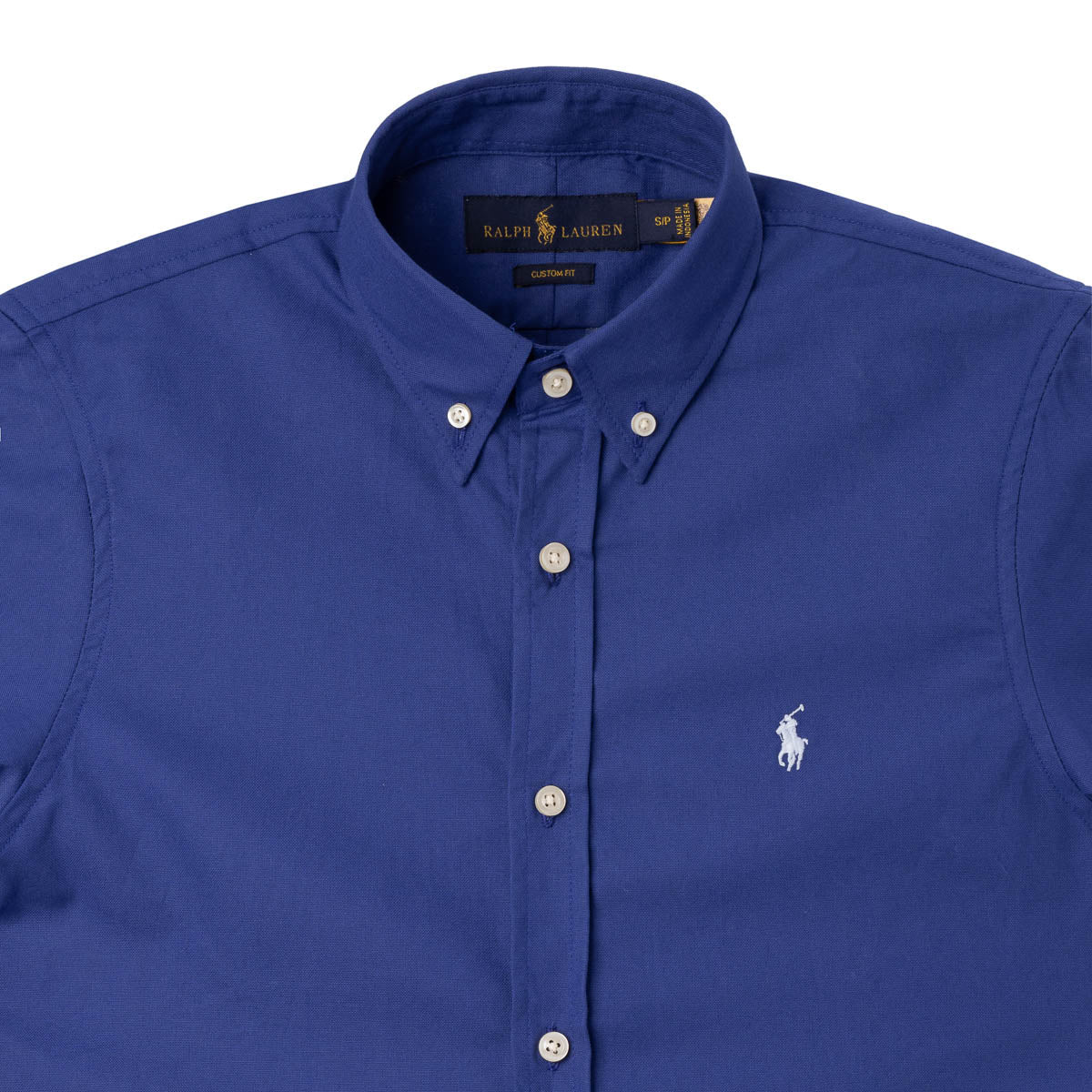 Herren-Hemd RL Custom Fit Oxford Kurzarm - Königsblau