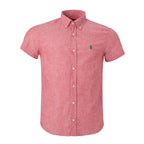 Herren RL Hemd Custom Fit Leinen - Heidekrautrot