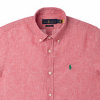 Herren RL Hemd Custom Fit Leinen - Heidekrautrot
